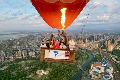 Hot Air Balloon Flight over Melbourne at Sunrise