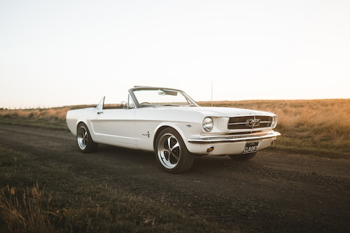 1965 White Mustang Convertible - Weekend Hire